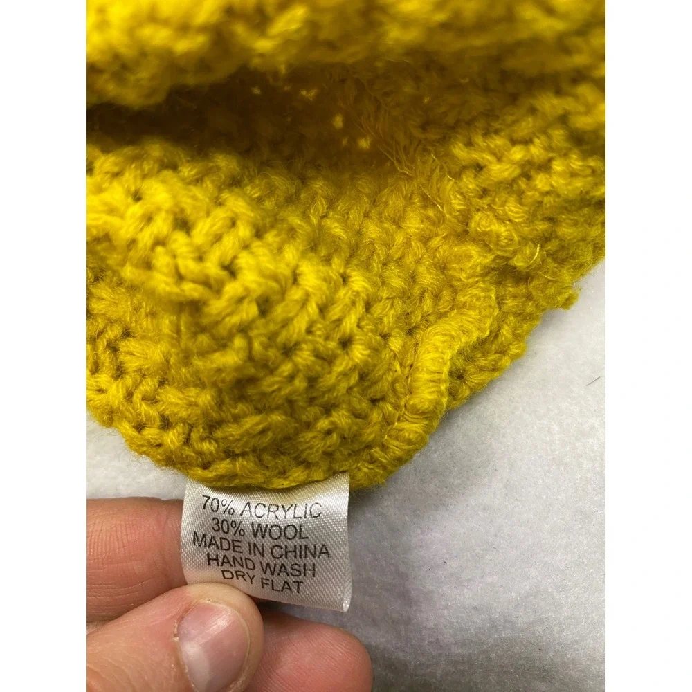 Beard Head‎ Wool Blend Knit Hooded Scarf Mustard Yellow Unisex